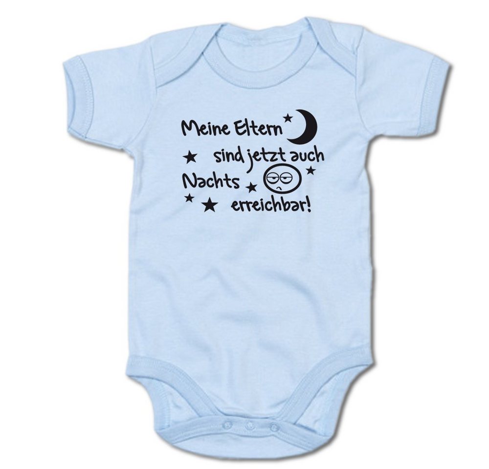 G-graphics Kurzarmbody Meine Eltern sind jetzt auch nachts erreichbar! Baby Body mit Spruch / Motiv / Aufdruck • zur Geburt / Babyparty von G-graphics