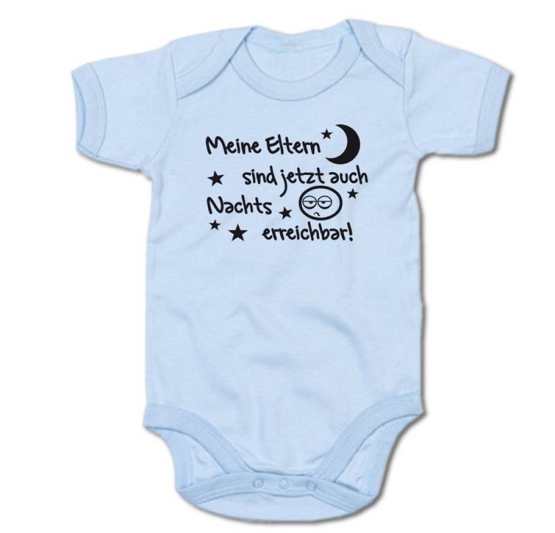 G-graphics Kurzarmbody Meine Eltern sind jetzt auch nachts erreichbar! Baby Body mit Spruch / Motiv / Aufdruck • zur Geburt / Babyparty von G-graphics