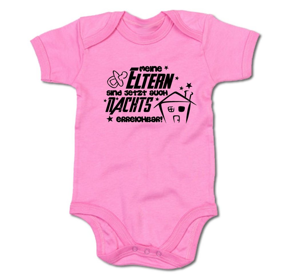 G-graphics Kurzarmbody Meine Eltern sind jetzt auch nachts erreichbar! Baby Body mit Spruch / Motiv / Aufdruck • zur Geburt / Babyparty von G-graphics