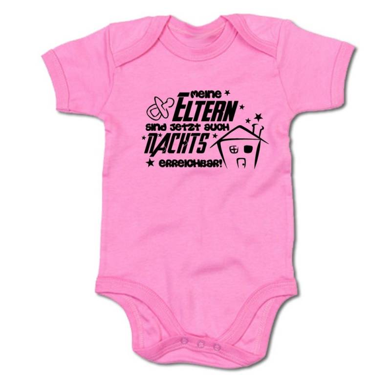 G-graphics Kurzarmbody Meine Eltern sind jetzt auch nachts erreichbar! Baby Body mit Spruch / Motiv / Aufdruck • zur Geburt / Babyparty von G-graphics