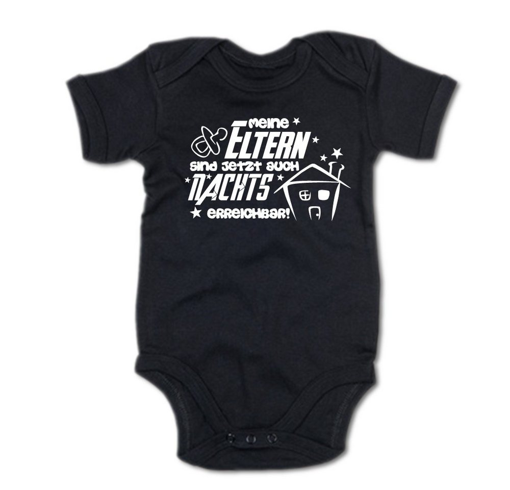 G-graphics Kurzarmbody Meine Eltern sind jetzt auch nachts erreichbar! Baby Body mit Spruch / Motiv / Aufdruck • zur Geburt / Babyparty von G-graphics