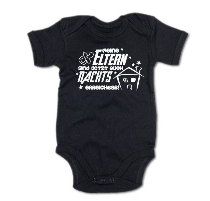 G-graphics Kurzarmbody Meine Eltern sind jetzt auch nachts erreichbar! Baby Body mit Spruch / Motiv / Aufdruck • zur Geburt / Babyparty von G-graphics