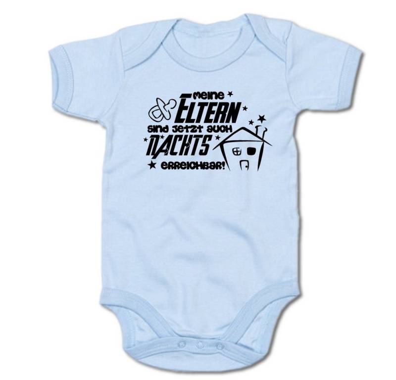 G-graphics Kurzarmbody Meine Eltern sind jetzt auch nachts erreichbar! Baby Body mit Spruch / Motiv / Aufdruck • zur Geburt / Babyparty von G-graphics