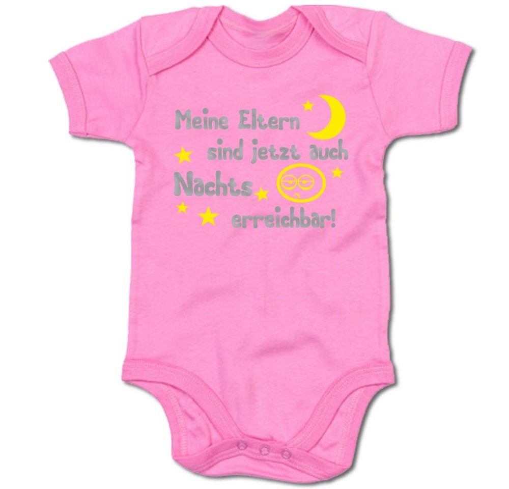 G-graphics Kurzarmbody Meine Eltern sind jetzt auch nachts erreichbar! Baby Body mit Spruch / Motiv / Aufdruck • zur Geburt / Babyparty von G-graphics