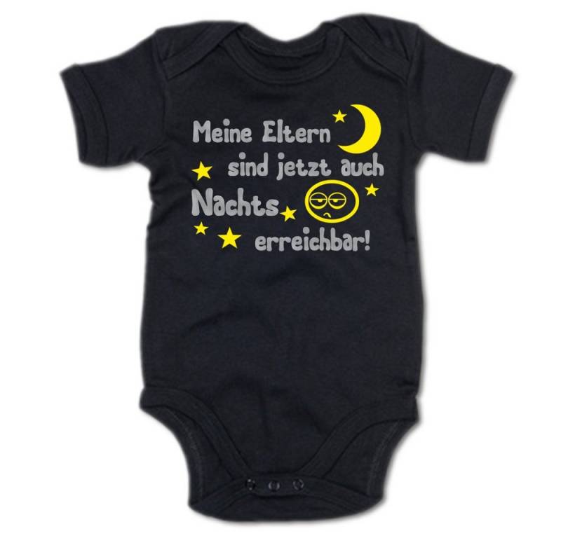 G-graphics Kurzarmbody Meine Eltern sind jetzt auch nachts erreichbar! Baby Body mit Spruch / Motiv / Aufdruck • zur Geburt / Babyparty von G-graphics