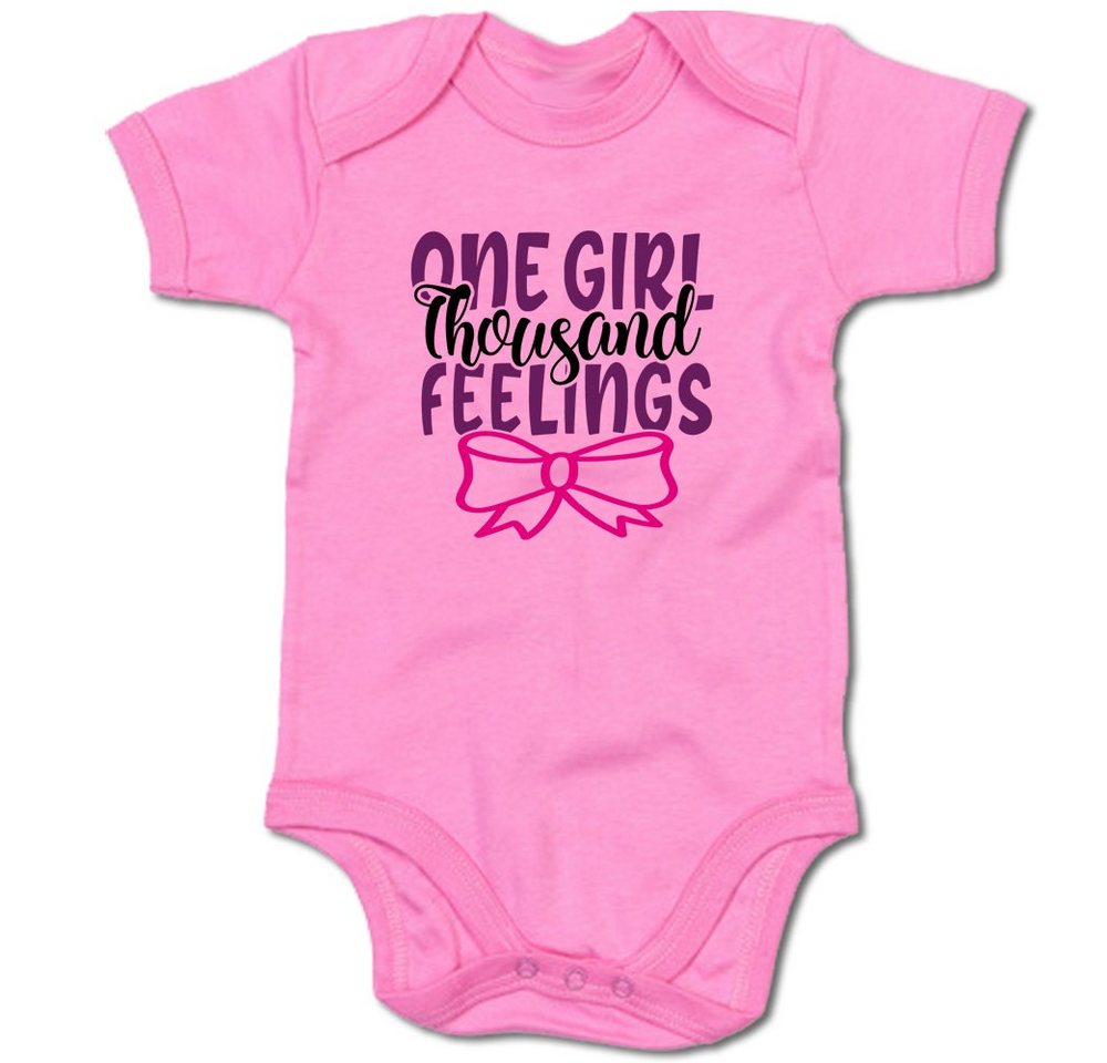 G-graphics Kurzarmbody Baby Body - One girl – thousand feelings mit Spruch / Sprüche • Babykleidung • Geschenk zur Geburt / Taufe / Babyshower / Babyparty • Strampler von G-graphics