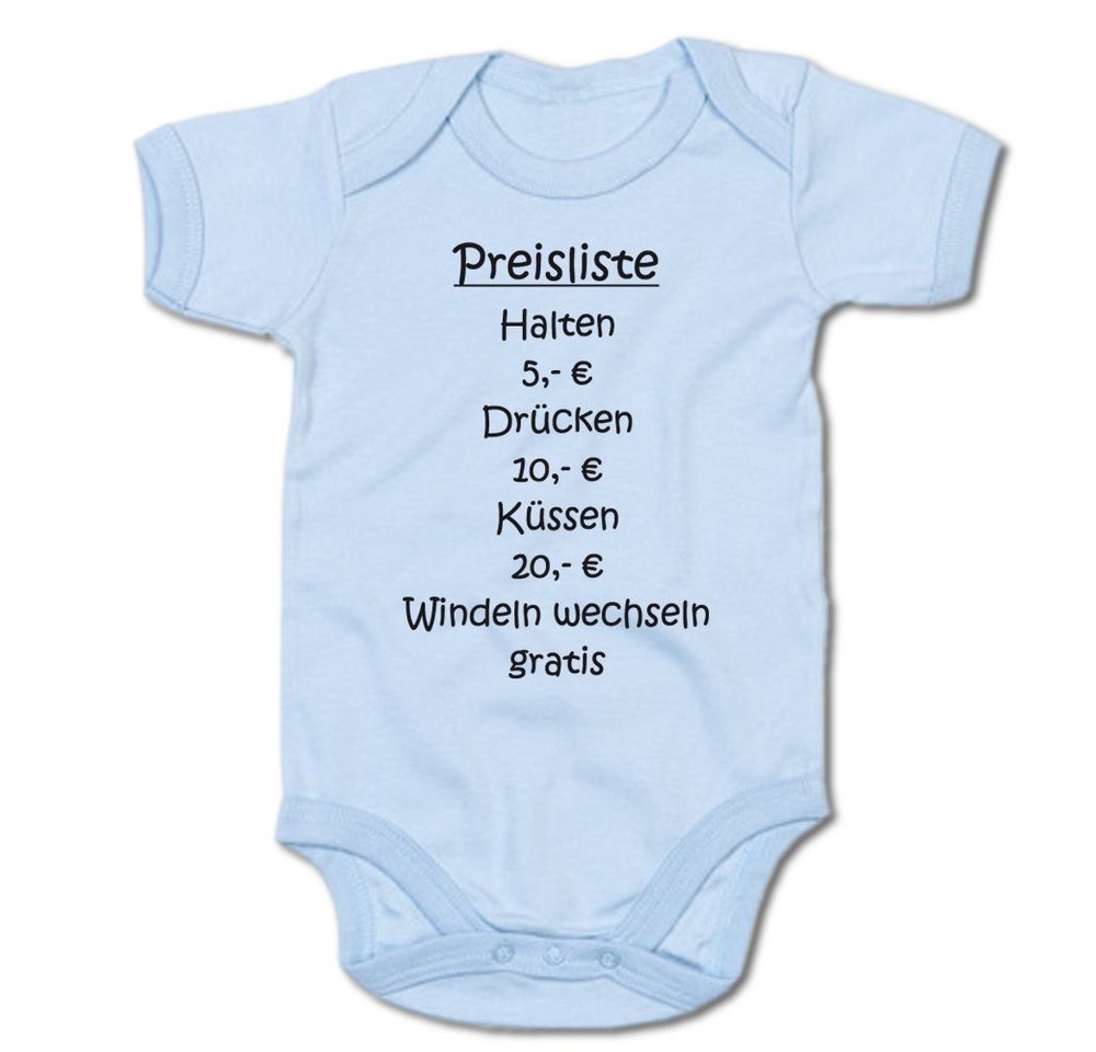 G-graphics Kurzarmbody Baby Body - Preisliste – Halten, drücken, küssen, Windeln wechseln mit Spruch / Sprüche • Babykleidung • Geschenk zur Geburt / Taufe / Babyshower / Babyparty • Strampler von G-graphics