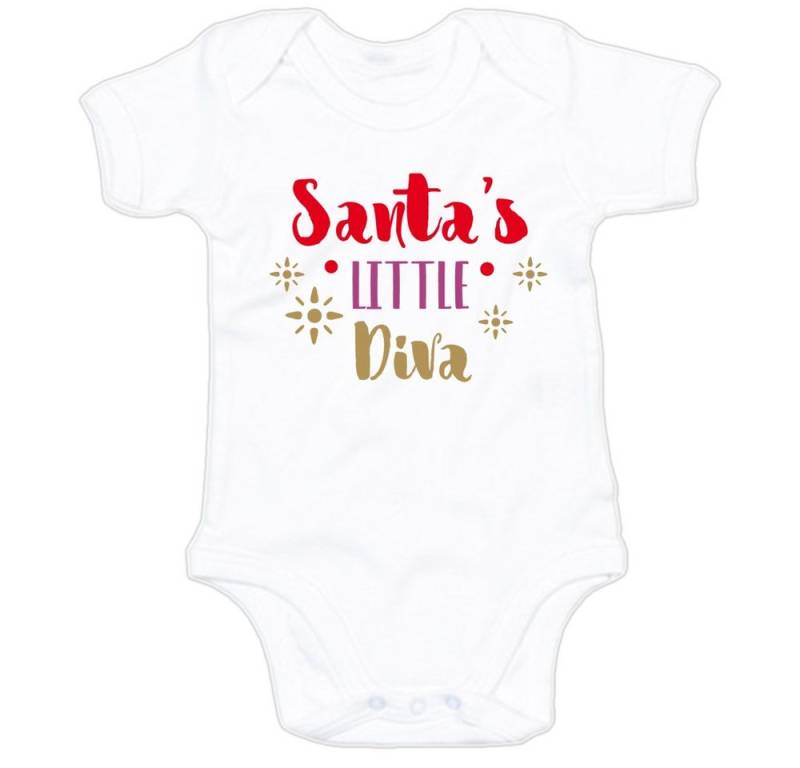 G-graphics Kurzarmbody Santa´s little Diva Baby Body mit Spruch / Motiv / Aufdruck • mit Weihnachtsmotiv von G-graphics