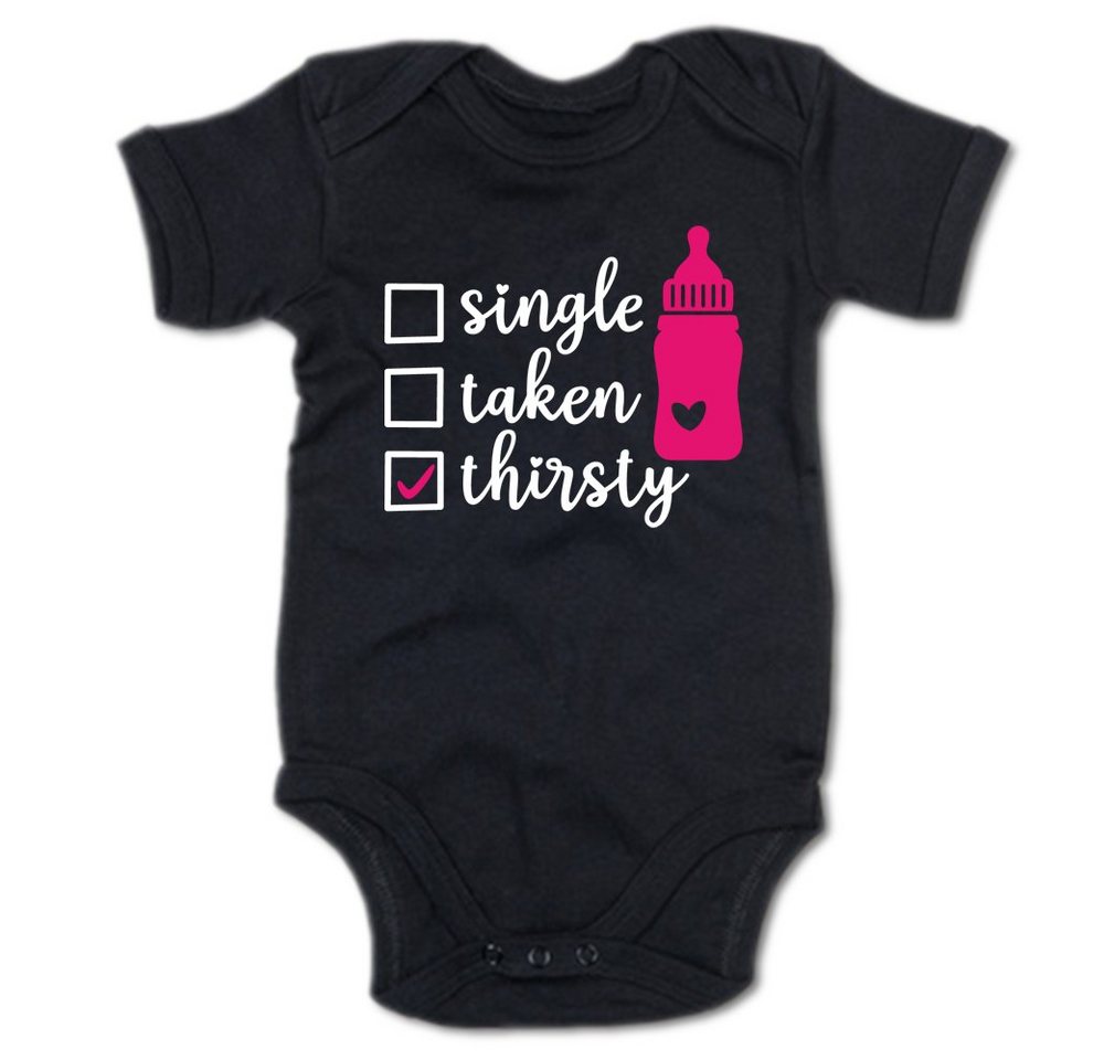 G-graphics Kurzarmbody Single – taken – thirsty Baby Body mit Spruch / Motiv / Aufdruck von G-graphics