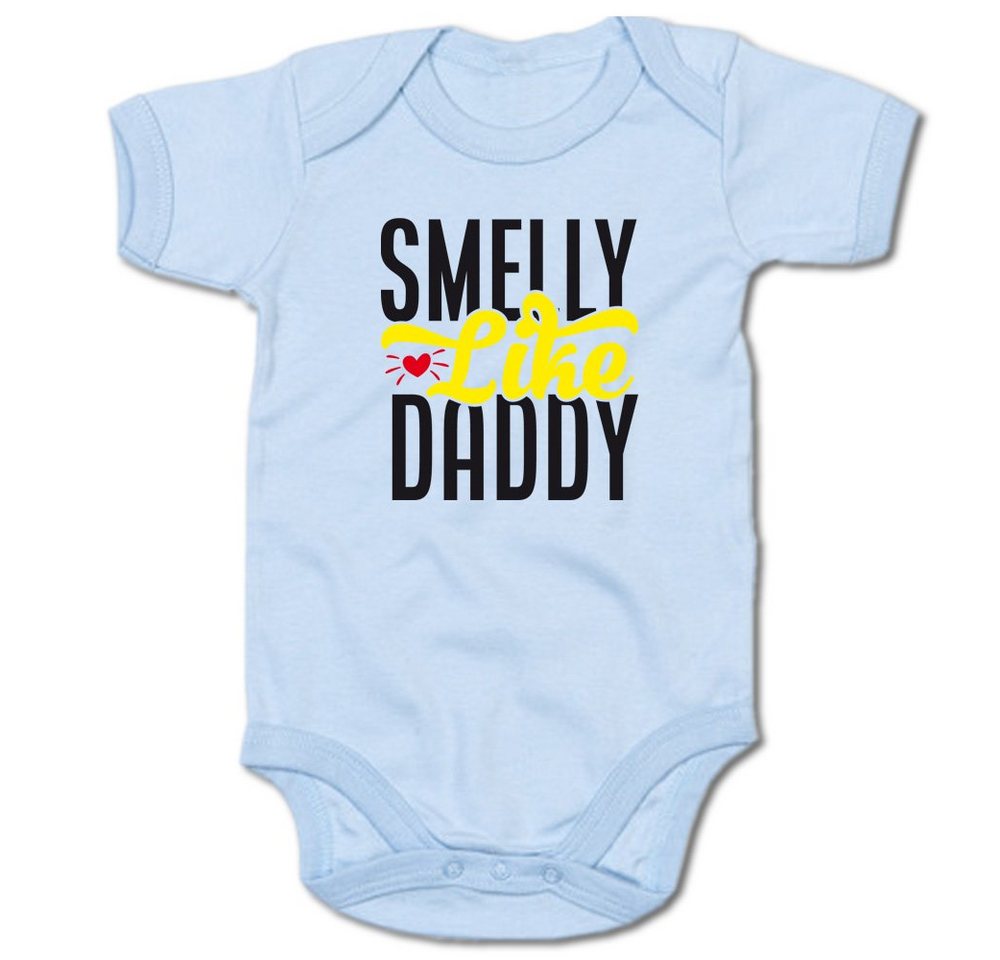 G-graphics Kurzarmbody Smelly like Daddy Baby Body mit Spruch / Motiv / Aufdruck • zur Geburt / Babyparty von G-graphics