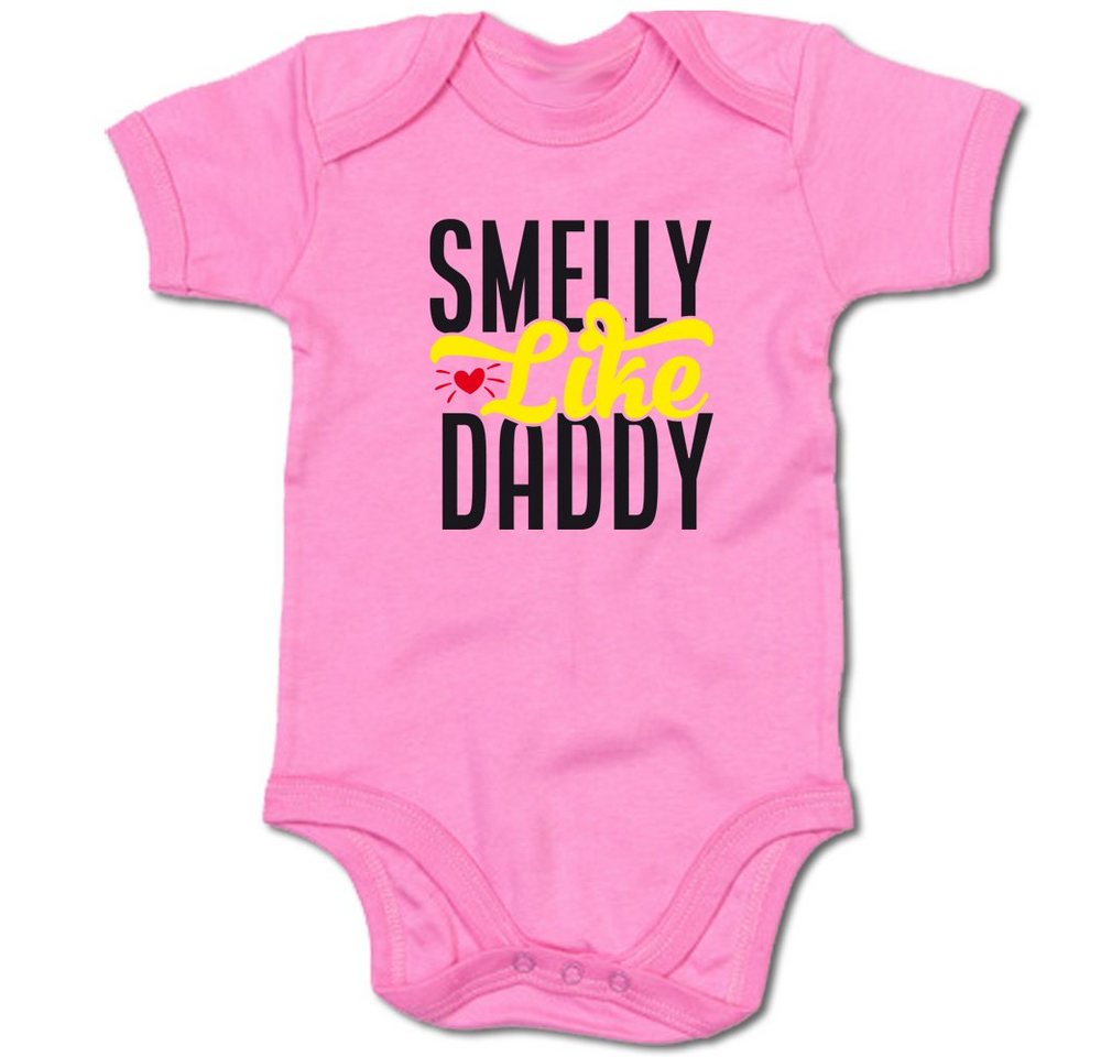 G-graphics Kurzarmbody Smelly like Daddy Baby Body mit Spruch / Motiv / Aufdruck • zur Geburt / Babyparty von G-graphics
