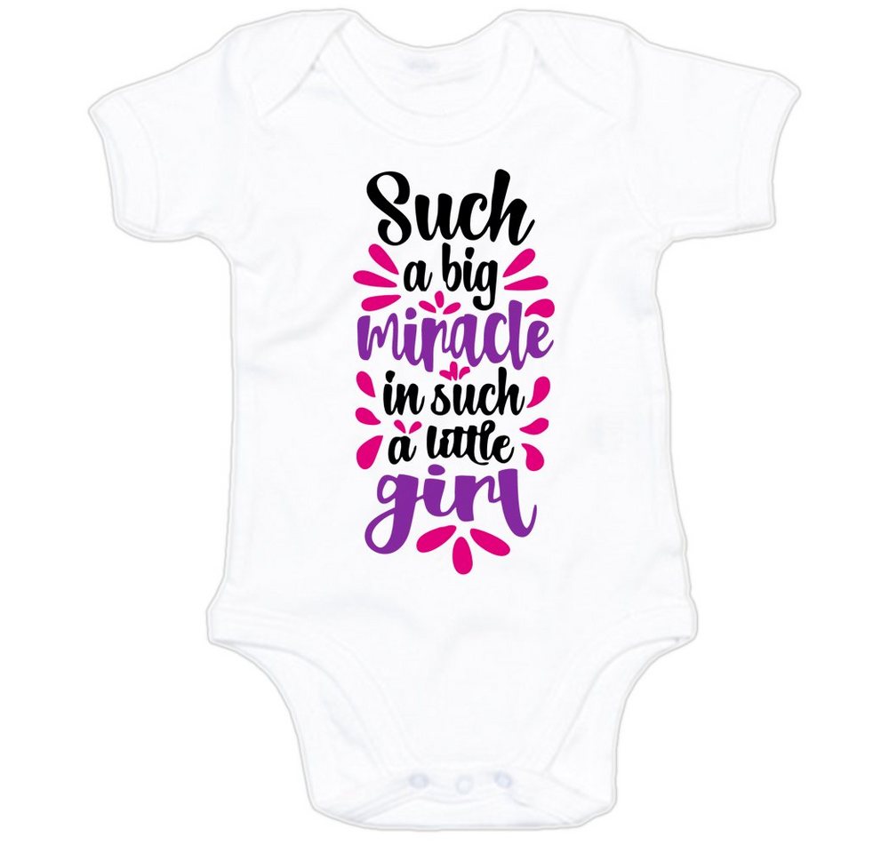 G-graphics Kurzarmbody Baby Body - Such a big miracle in such a little girl mit Spruch / Sprüche • Babykleidung • Geschenk zur Geburt / Taufe / Babyshower / Babyparty • Strampler von G-graphics