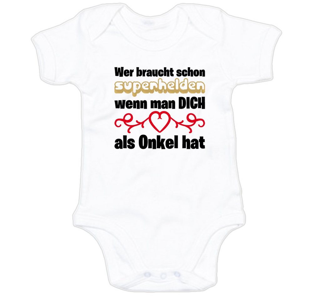 G-graphics Kurzarmbody Baby Body - Wer braucht schon Superhelden, wenn man DICH als Onkel hat mit Spruch / Sprüche • Babykleidung • Geschenk zur Geburt / Taufe / Babyshower / Babyparty • Strampler von G-graphics