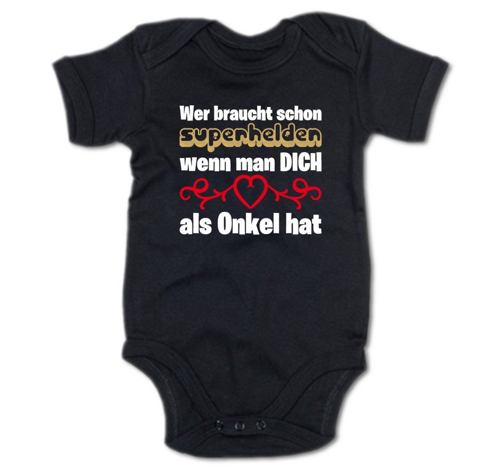 G-graphics Kurzarmbody Baby Body - Wer braucht schon Superhelden, wenn man DICH als Onkel hat mit Spruch / Sprüche • Babykleidung • Geschenk zur Geburt / Taufe / Babyshower / Babyparty • Strampler von G-graphics