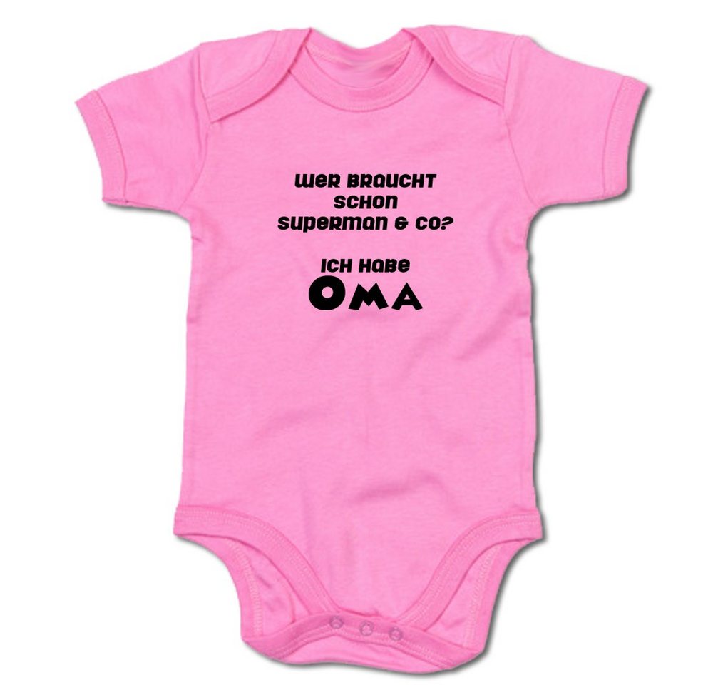 G-graphics Kurzarmbody Wer braucht schon Superman & co? Ich habe Oma Baby Body mit Spruch / Motiv / Aufdruck • für/von Oma & Opa von G-graphics