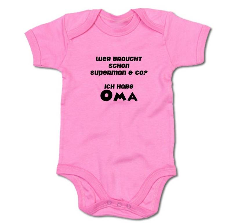 G-graphics Kurzarmbody Wer braucht schon Superman & co? Ich habe Oma Baby Body mit Spruch / Motiv / Aufdruck • für/von Oma & Opa von G-graphics
