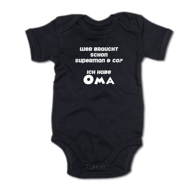 G-graphics Kurzarmbody Wer braucht schon Superman & co? Ich habe Oma Baby Body mit Spruch / Motiv / Aufdruck • für/von Oma & Opa von G-graphics