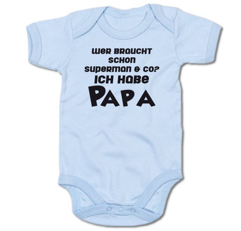 G-graphics Kurzarmbody Wer braucht schon Superman & co? Ich habe Papa Baby Body mit Spruch / Motiv / Aufdruck • zum Vatertag von G-graphics