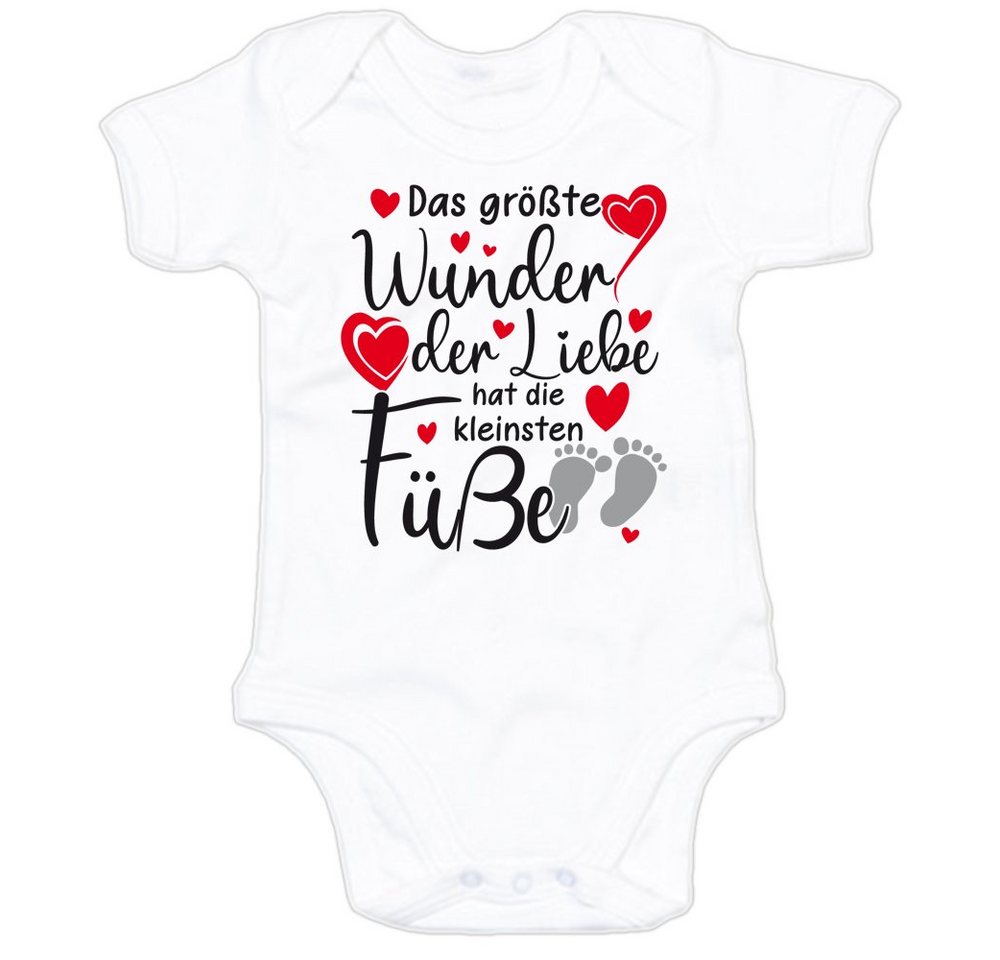 G-graphics Kurzarmbody Das größte Wunder der Liebe hat die kleinsten Füße Baby Body mit Spruch / Sprüche / Print / Motiv von G-graphics