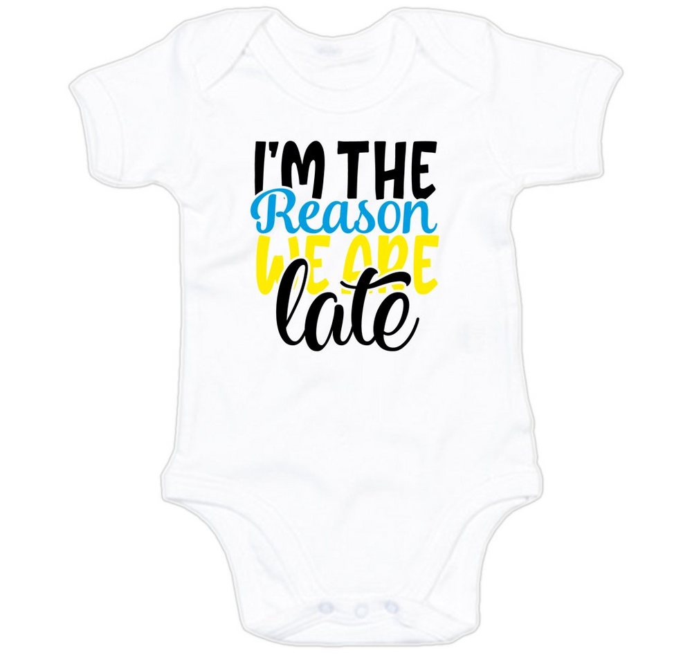 G-graphics Kurzarmbody I´m the reason we are late Baby Body mit Spruch / Sprüche / Print / Motiv von G-graphics