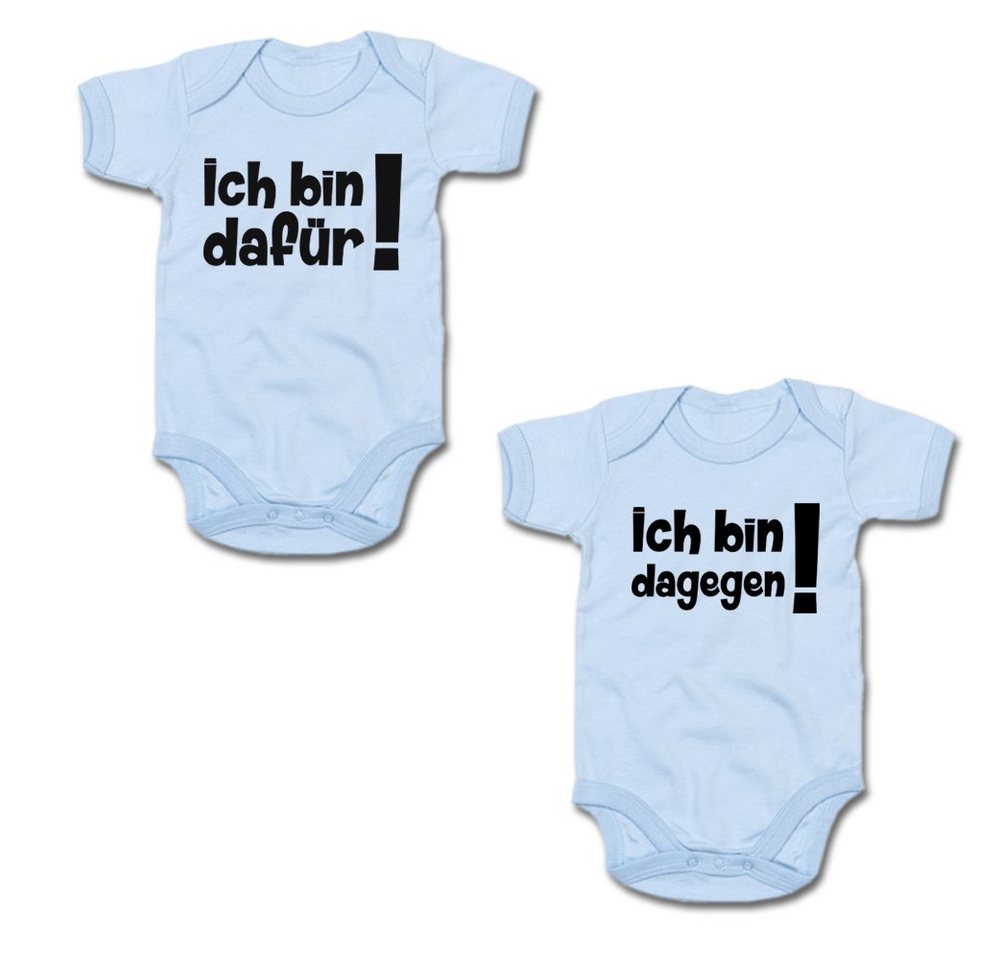 G-graphics Kurzarmbody Ich bin dafür! & Ich bin dagegen! (Zwillingsset / Twinset, 2-tlg., Baby-Body-Set) für Zwillinge / Twins mit Sprüchen von G-graphics