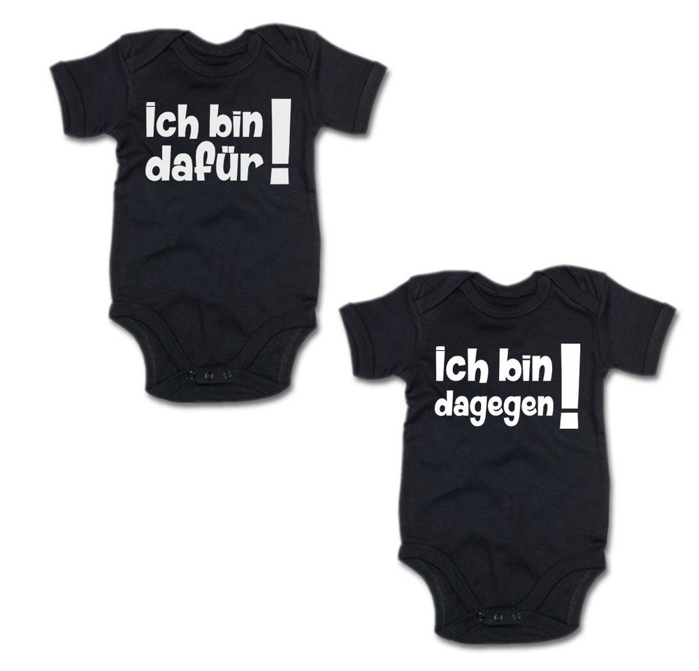 G-graphics Kurzarmbody Ich bin dafür! & Ich bin dagegen! (Zwillingsset / Twinset, 2-tlg., Baby-Body-Set) für Zwillinge / Twins mit Sprüchen von G-graphics