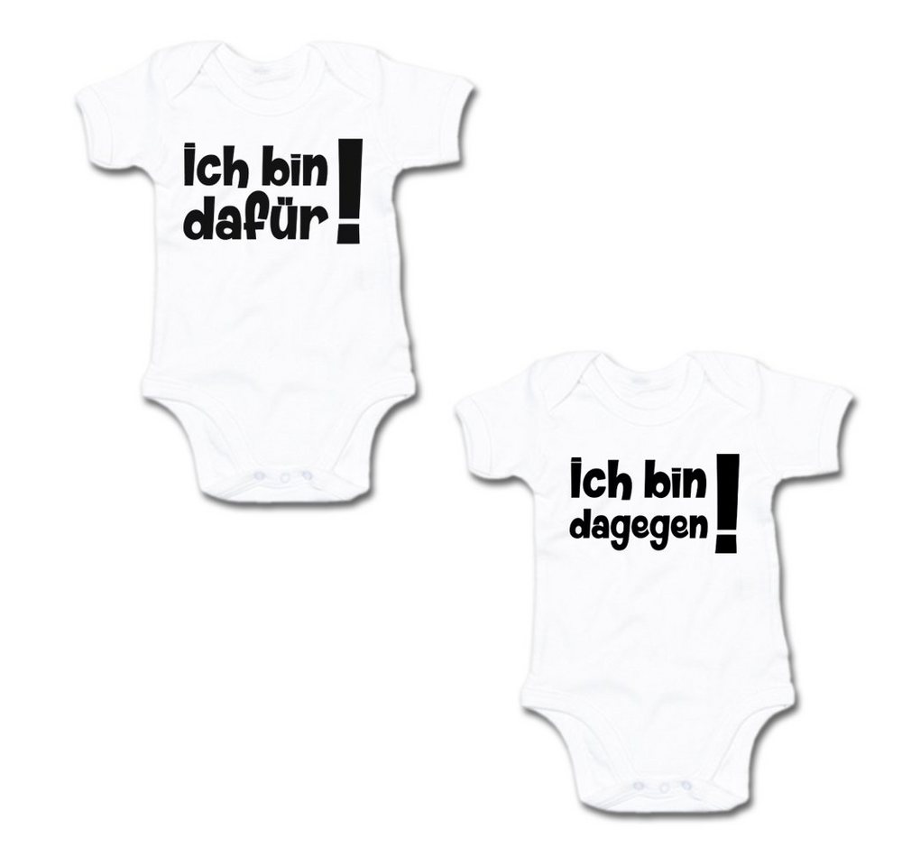 G-graphics Kurzarmbody Ich bin dafür! & Ich bin dagegen! (Zwillingsset / Twinset, 2-tlg., Baby-Body-Set) für Zwillinge / Twins mit Sprüchen von G-graphics