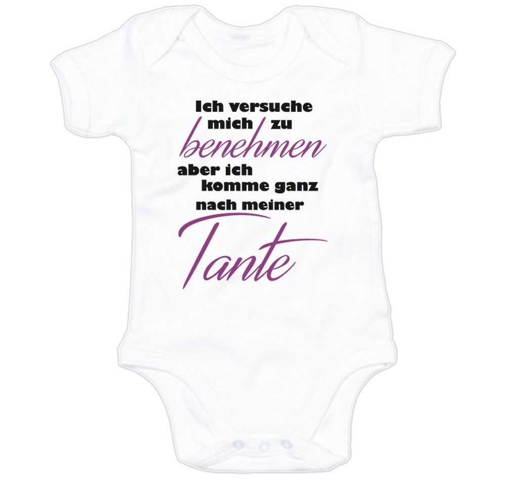 G-graphics Kurzarmbody Ich versuche mich zu benehmen, aber komme ganz nach meiner Tante Baby Body mit Spruch / Sprüche / Print / Motiv von G-graphics