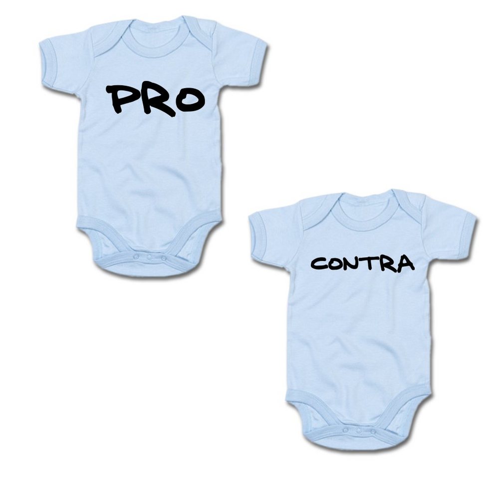 G-graphics Kurzarmbody Pro & Contra (Zwillingsset / Twinset, 2-tlg., Baby-Body-Set) für Zwillinge / Twins mit Sprüchen von G-graphics