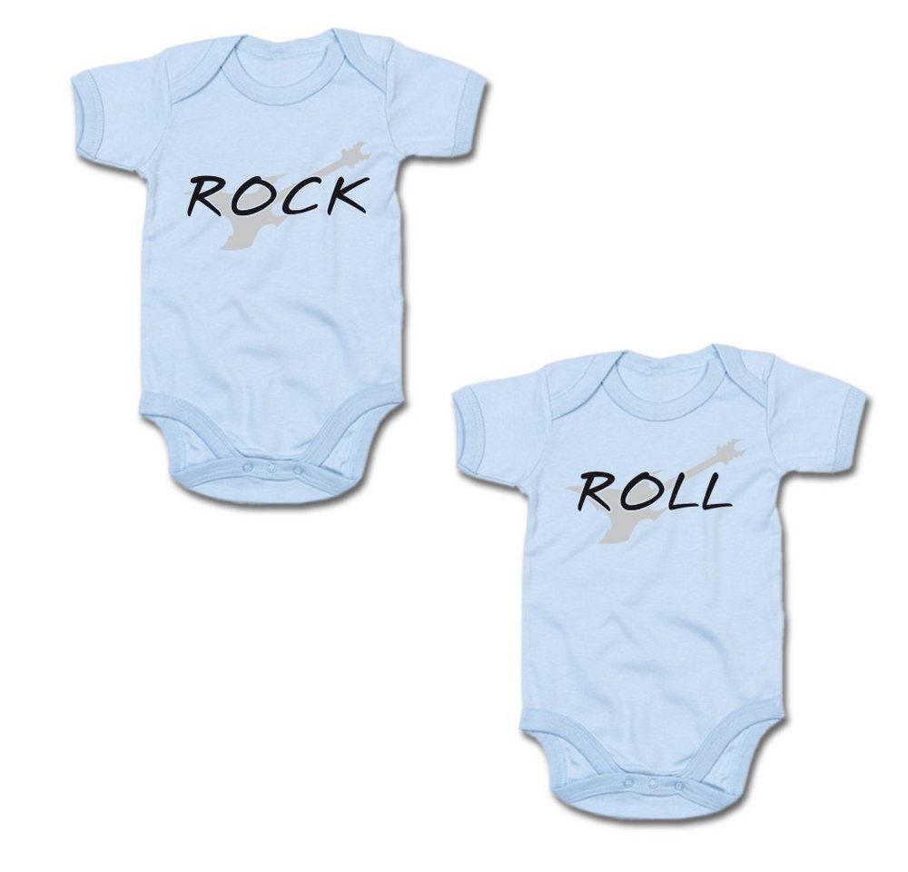 G-graphics Kurzarmbody Rock & Roll (Zwillingsset / Twinset, 2-tlg., Baby-Body-Set) für Zwillinge / Twins mit Sprüchen von G-graphics