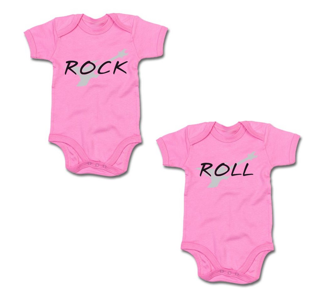 G-graphics Kurzarmbody Rock & Roll (Zwillingsset / Twinset, 2-tlg., Baby-Body-Set) für Zwillinge / Twins mit Sprüchen von G-graphics