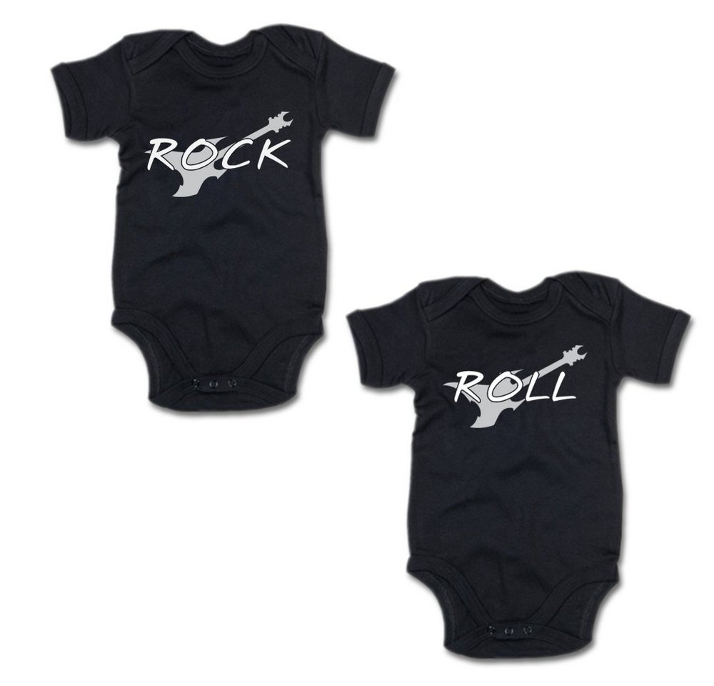 G-graphics Kurzarmbody Rock & Roll (Zwillingsset / Twinset, 2-tlg., Baby-Body-Set) für Zwillinge / Twins mit Sprüchen von G-graphics