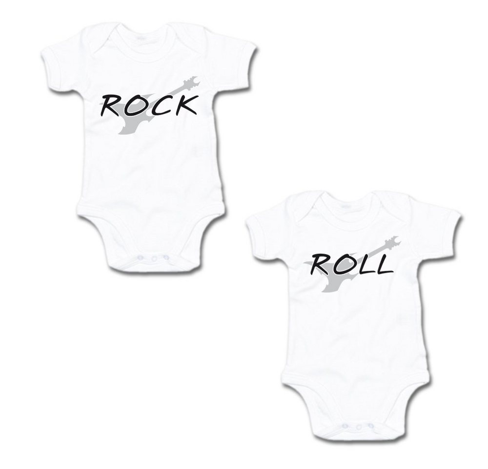 G-graphics Kurzarmbody Rock & Roll (Zwillingsset / Twinset, 2-tlg., Baby-Body-Set) für Zwillinge / Twins mit Sprüchen von G-graphics