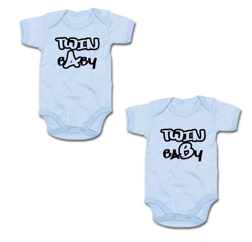 G-graphics Kurzarmbody Twin Baby A & Twin Baby B (Zwillingsset / Twinset, 2-tlg., Baby-Body-Set) für Zwillinge / Twins mit Sprüchen von G-graphics