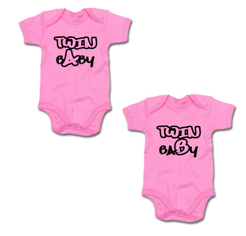 G-graphics Kurzarmbody Twin Baby A & Twin Baby B (Zwillingsset / Twinset, 2-tlg., Baby-Body-Set) für Zwillinge / Twins mit Sprüchen von G-graphics