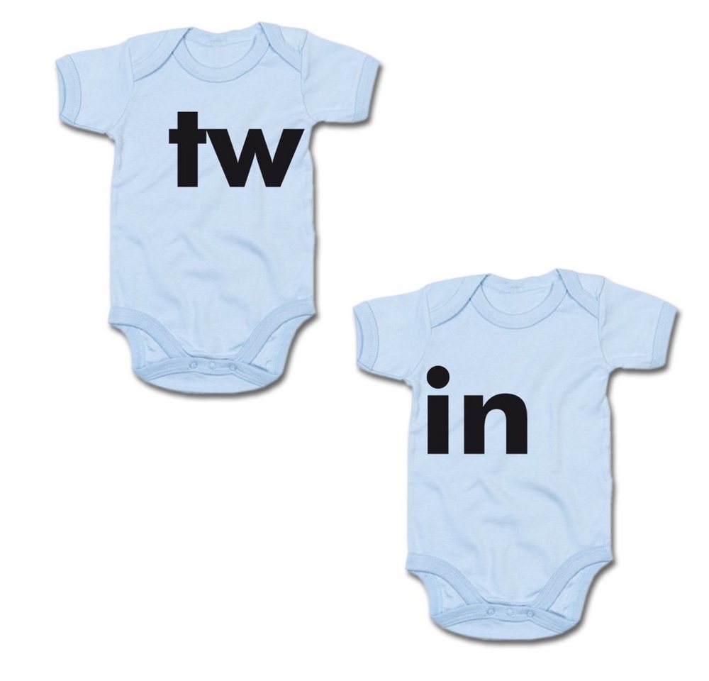 G-graphics Kurzarmbody tw & in (Zwillingsset / Twinset, 2-tlg., Baby-Body-Set) für Zwillinge / Twins mit Sprüchen von G-graphics