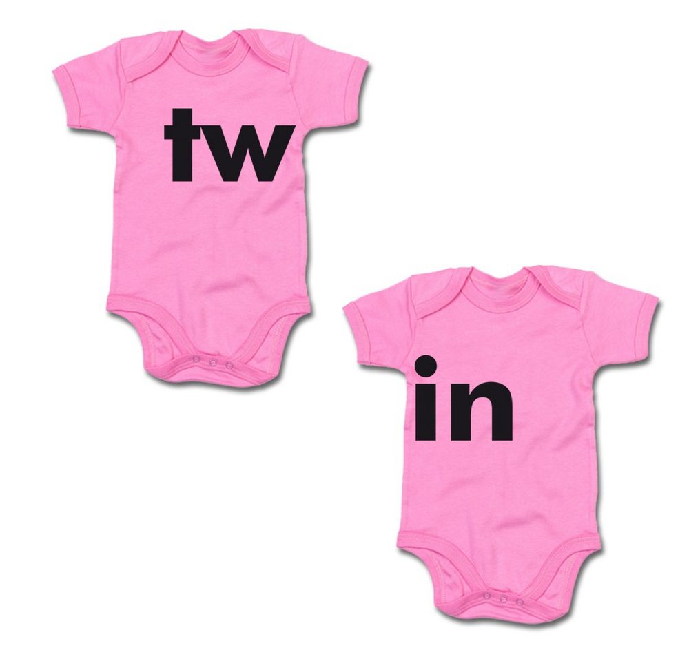 G-graphics Kurzarmbody tw & in (Zwillingsset / Twinset, 2-tlg., Baby-Body-Set) für Zwillinge / Twins mit Sprüchen von G-graphics