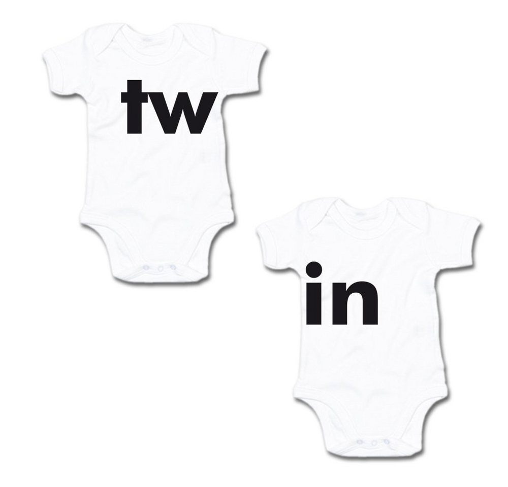 G-graphics Kurzarmbody tw & in (Zwillingsset / Twinset, 2-tlg., Baby-Body-Set) für Zwillinge / Twins mit Sprüchen von G-graphics