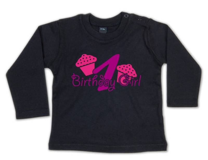 G-graphics Longsleeve 1 – Birthday Girl Baby Sweater, Baby Longsleeve T, mit Spruch / Sprüche, mit Print / Aufdruck, Geschenk zum 1. Geburtstag von G-graphics