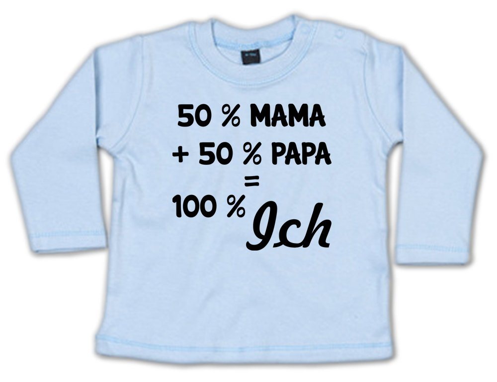 G-graphics Longsleeve 50 % Mama + 50 % Papa = 100 % Ich Baby Sweater, Baby Longsleeve T, mit Spruch / Sprüche, mit Print / Aufdruck, Geschenk zu jedem Anlass von G-graphics