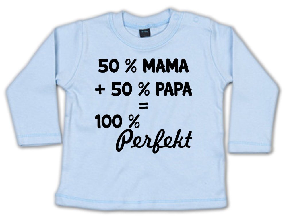 G-graphics Longsleeve 50 % Mama + 50 % Papa = 100 % Perfekt Baby Sweater, Baby Longsleeve T, mit Spruch / Sprüche, mit Print / Aufdruck, Geschenk zu jedem Anlass von G-graphics