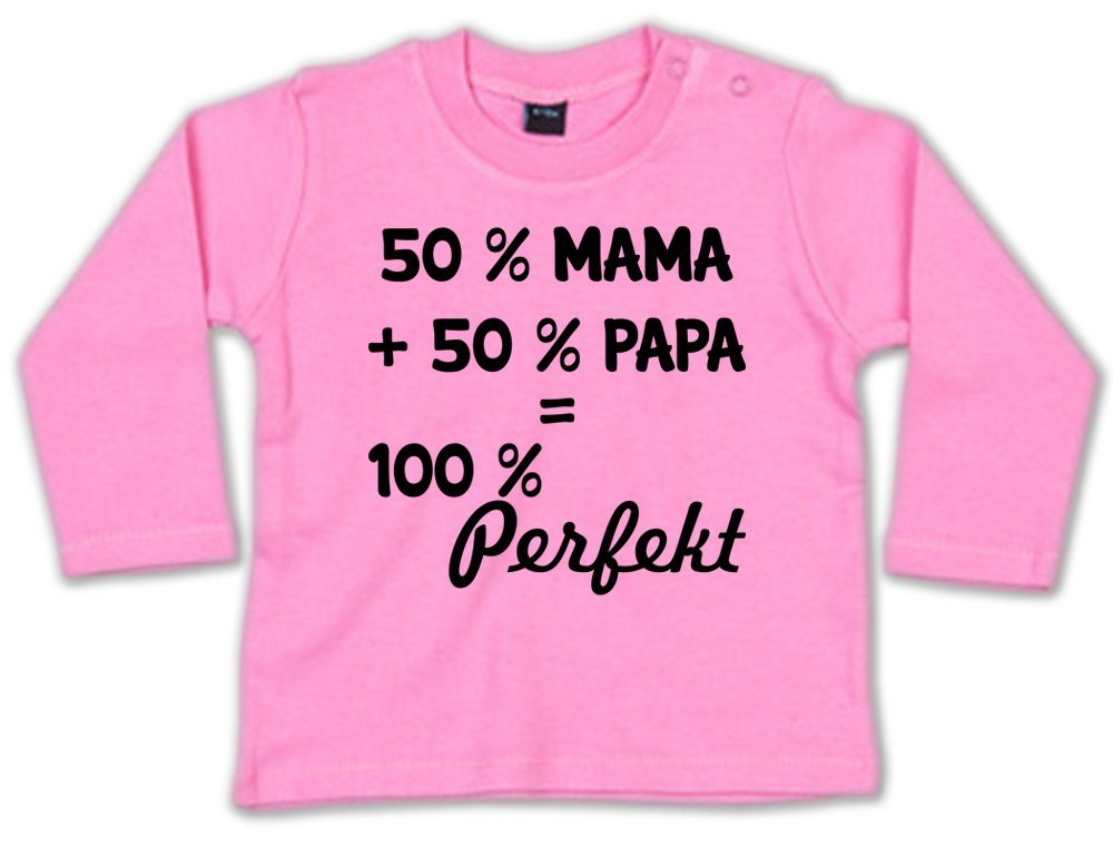 G-graphics Longsleeve 50 % Mama + 50 % Papa = 100 % Perfekt Baby Sweater, Baby Longsleeve T, mit Spruch / Sprüche, mit Print / Aufdruck, Geschenk zu jedem Anlass von G-graphics