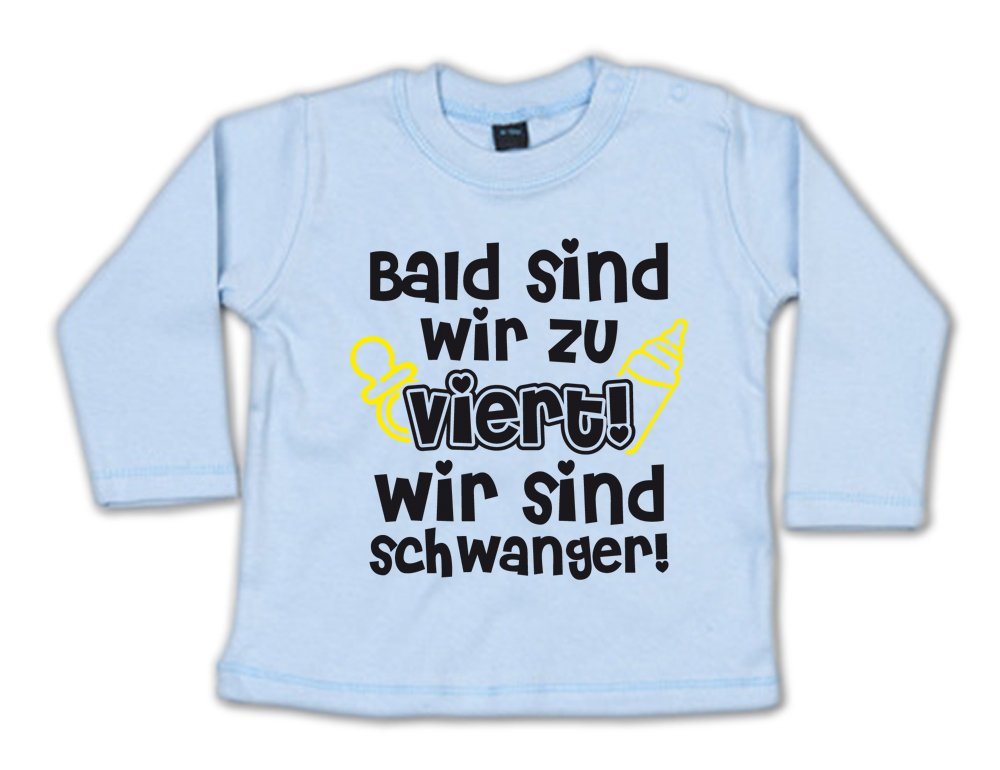 G-graphics Longsleeve Bald sind wir zu viert! Wir sind schwanger! Baby Sweater, Baby Longsleeve T, mit Spruch / Sprüche, mit Print / Aufdruck, Geschenk für den Papa „to be“ oder die werdenden Großeltern von G-graphics