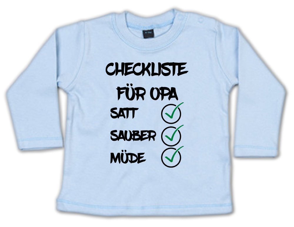 G-graphics Longsleeve Checkliste für Opa – Satt, sauber, müde Baby Sweater, Baby Longsleeve T, mit Spruch / Sprüche, mit Print / Aufdruck, Geschenk zu jedem Anlass von G-graphics