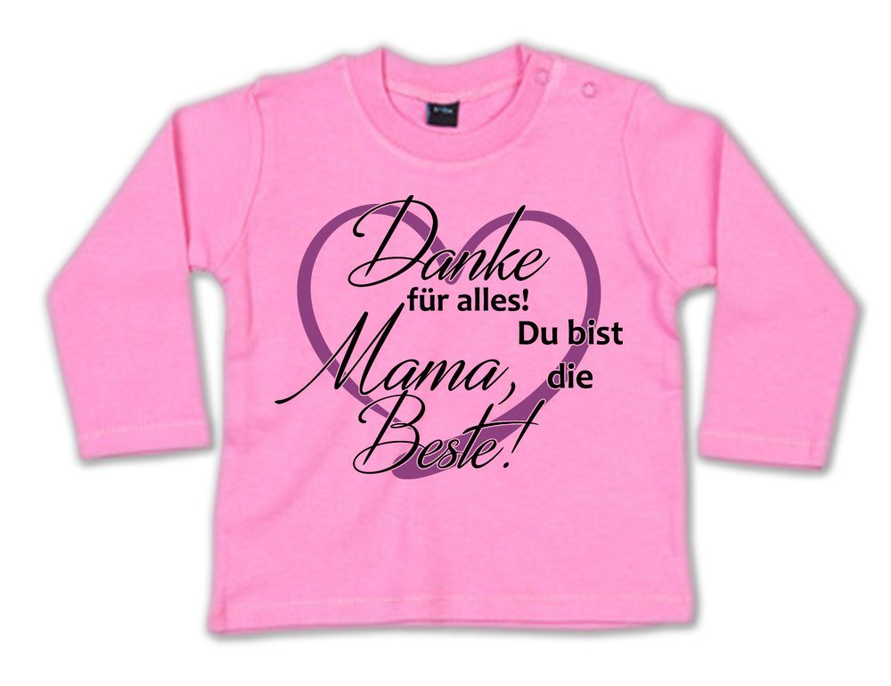 G-graphics Longsleeve Danke für alles! Mama, Du bist die Beste! Baby Sweater, Baby Longsleeve T, mit Spruch / Sprüche, mit Print / Aufdruck, Geschenk zu jedem Anlass, Geschenk zum Muttertag von G-graphics