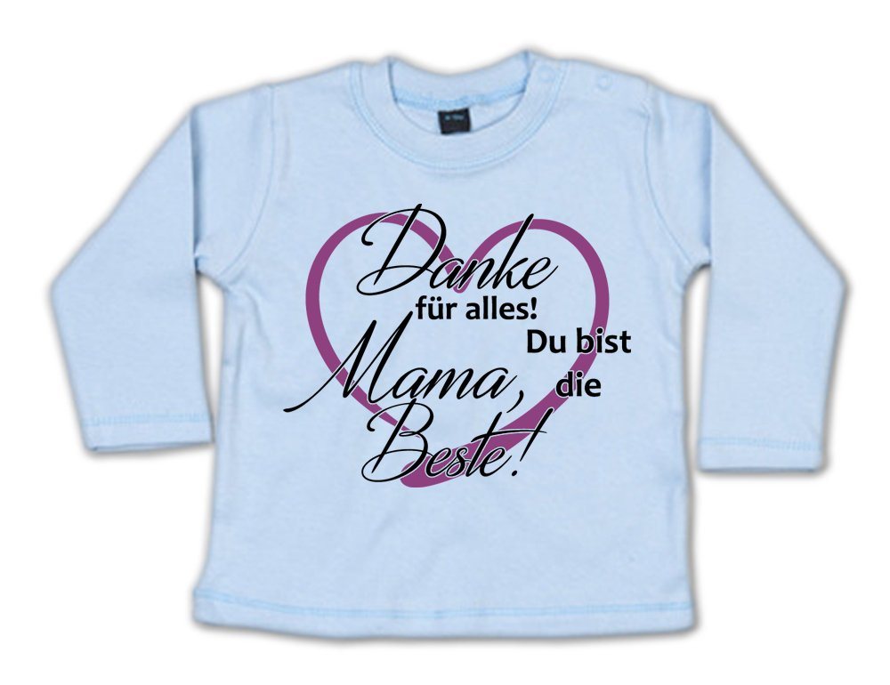 G-graphics Longsleeve Danke für alles! Mama, Du bist die Beste! Baby Sweater, Baby Longsleeve T, mit Spruch / Sprüche, mit Print / Aufdruck, Geschenk zu jedem Anlass, Geschenk zum Muttertag von G-graphics