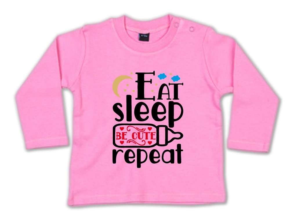 G-graphics Longsleeve Eat - Sleep - be Cute - Repeat Baby Sweater, Baby Longsleeve T, mit Spruch / Sprüche, mit Print / Aufdruck, Geschenk zu jedem Anlass von G-graphics