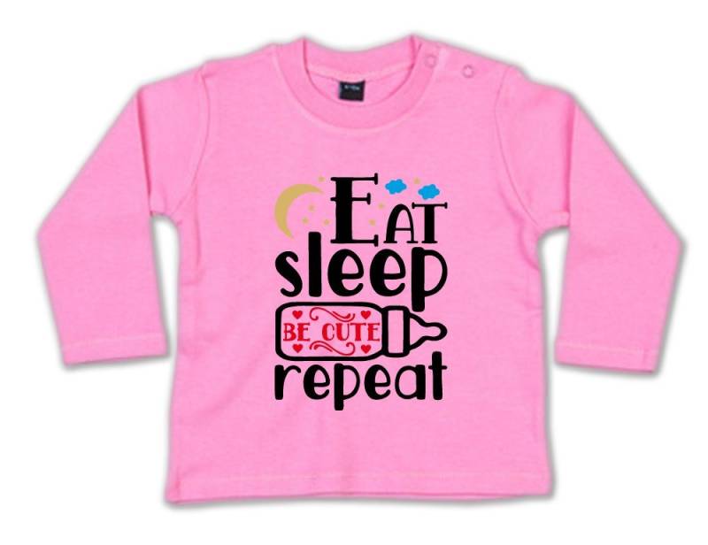 G-graphics Longsleeve Eat - Sleep - be Cute - Repeat Baby Sweater / Longsleeve T mit Spruch zur Geburt / Babyparty von G-graphics
