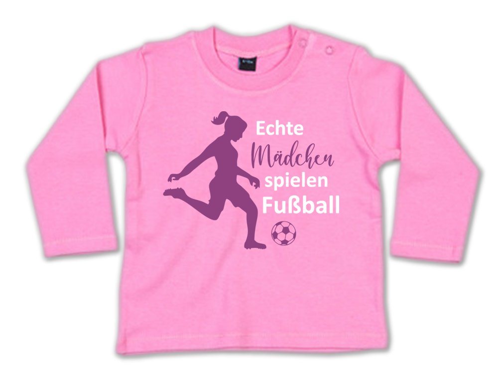 G-graphics Longsleeve Echte Mädchen spielen Fußball Baby Sweater, Baby Longsleeve T, mit Spruch / Sprüche, mit Print / Aufdruck, Geschenk zu jedem Anlass von G-graphics