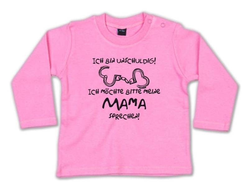 G-graphics Longsleeve Ich bin unschuldig! Ich möchte bitte meine Mama sprechen! Baby Sweater / Longsleeve T mit Spruch von G-graphics